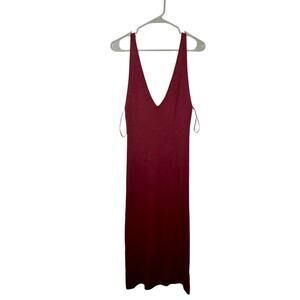NWT Free People Beach Double V Neck Sweater Midi Dress Burgundy Size small